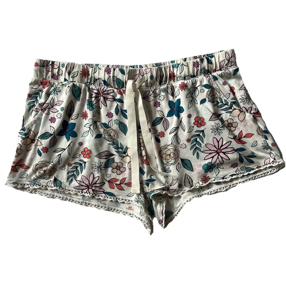 Xhilaration Target Sleepwear Sleep PJ pajama Shorts SZ S Floral Lace Drawstring